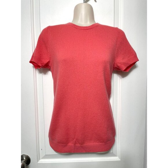 J.Crew 100% Cashmere Womens Short Sleeve Crewneck Sweater Coral Pink Size S - Picture 2 of 6